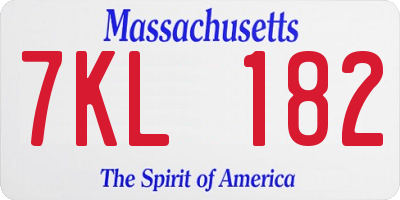 MA license plate 7KL182