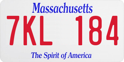 MA license plate 7KL184