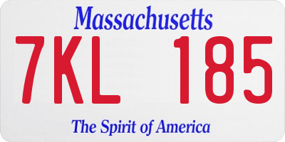 MA license plate 7KL185