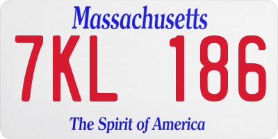 MA license plate 7KL186