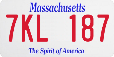 MA license plate 7KL187