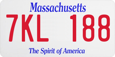 MA license plate 7KL188
