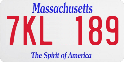 MA license plate 7KL189