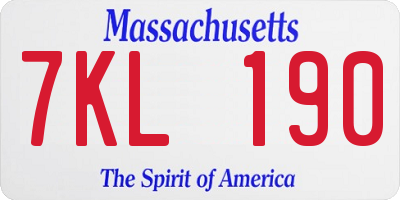 MA license plate 7KL190