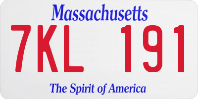 MA license plate 7KL191