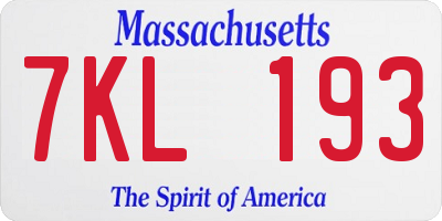 MA license plate 7KL193