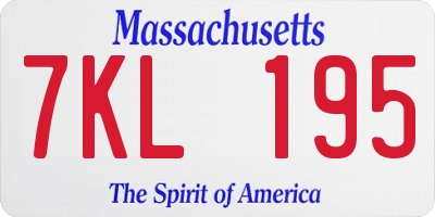 MA license plate 7KL195