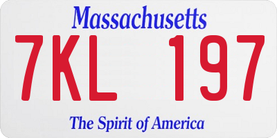 MA license plate 7KL197