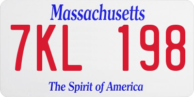 MA license plate 7KL198