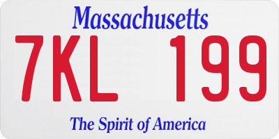 MA license plate 7KL199