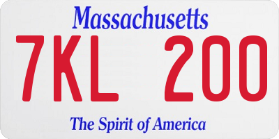 MA license plate 7KL200
