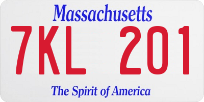 MA license plate 7KL201