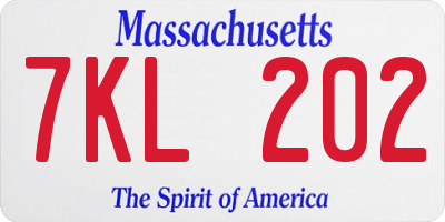 MA license plate 7KL202