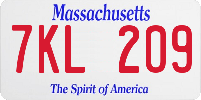 MA license plate 7KL209