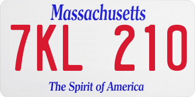 MA license plate 7KL210