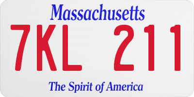 MA license plate 7KL211
