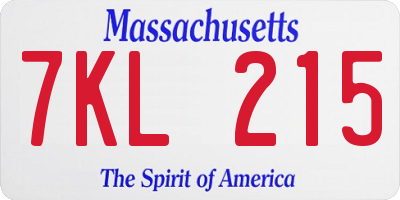 MA license plate 7KL215