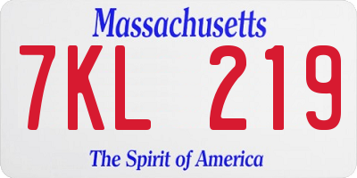 MA license plate 7KL219