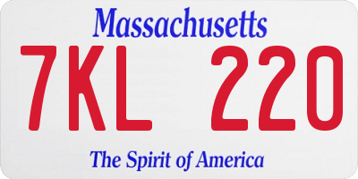MA license plate 7KL220
