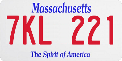 MA license plate 7KL221