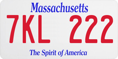 MA license plate 7KL222