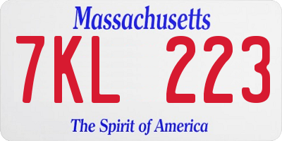 MA license plate 7KL223
