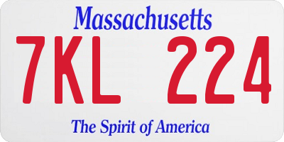 MA license plate 7KL224