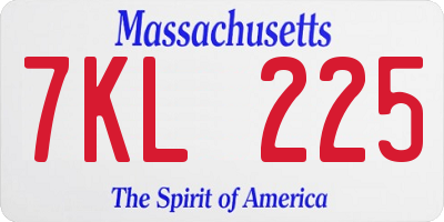 MA license plate 7KL225