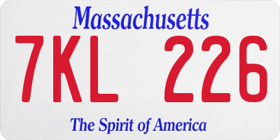 MA license plate 7KL226