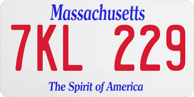MA license plate 7KL229