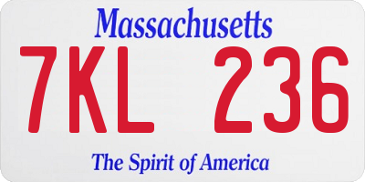 MA license plate 7KL236