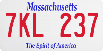 MA license plate 7KL237