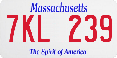 MA license plate 7KL239