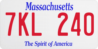 MA license plate 7KL240