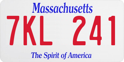 MA license plate 7KL241