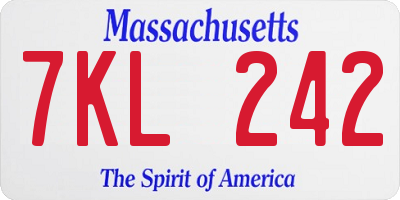MA license plate 7KL242