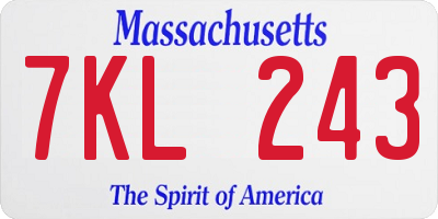MA license plate 7KL243