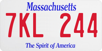 MA license plate 7KL244