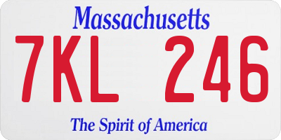 MA license plate 7KL246