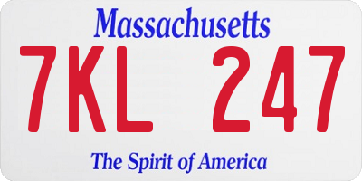 MA license plate 7KL247