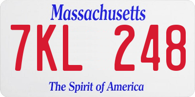 MA license plate 7KL248