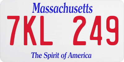 MA license plate 7KL249