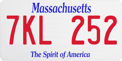 MA license plate 7KL252