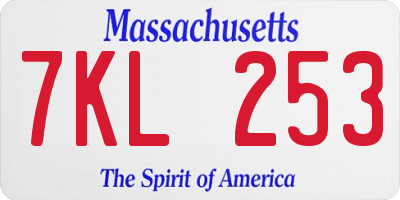 MA license plate 7KL253