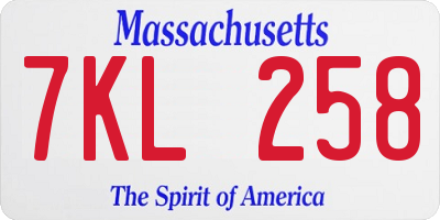MA license plate 7KL258