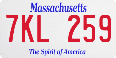 MA license plate 7KL259