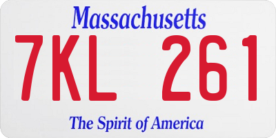 MA license plate 7KL261