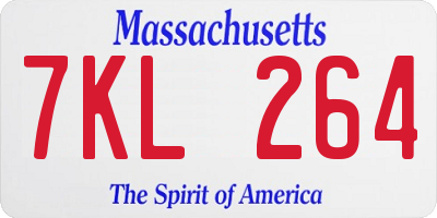MA license plate 7KL264