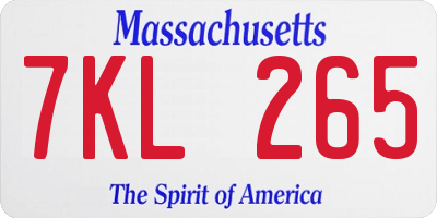 MA license plate 7KL265