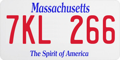 MA license plate 7KL266